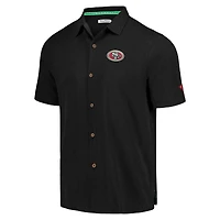 Chemise boutonnée Tommy Bahama noire pour hommes des San Francisco 49ers Tidal Kickoff Camp