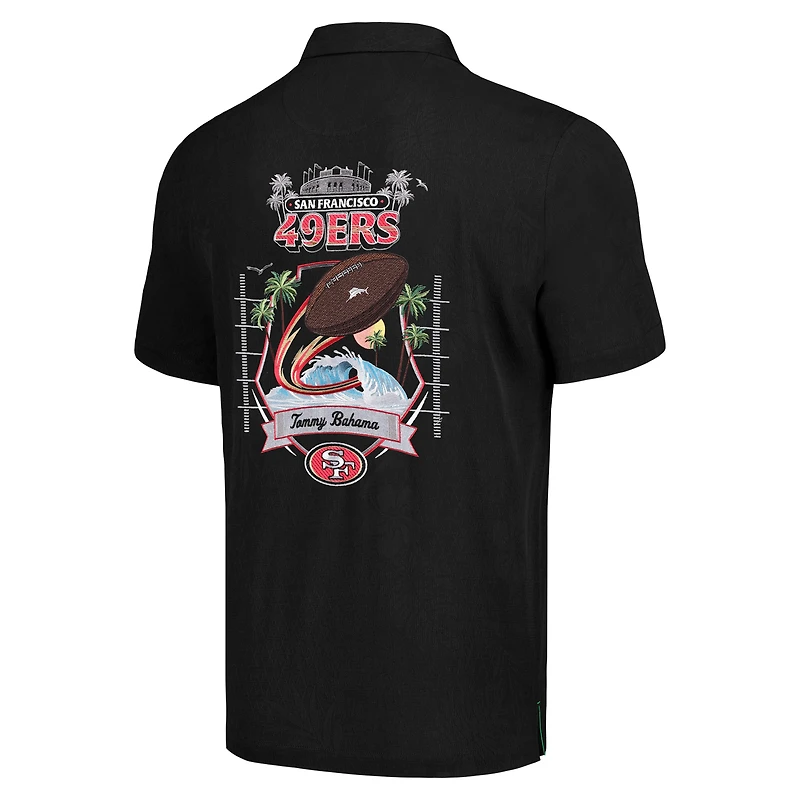 Chemise boutonnée Tommy Bahama noire pour hommes des San Francisco 49ers Tidal Kickoff Camp