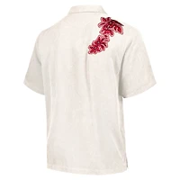Men's Tommy Bahama Cream San Francisco 49ers Hibiscus Camp Button-Up Shirt