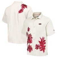 Men's Tommy Bahama Cream San Francisco 49ers Hibiscus Camp Button-Up Shirt