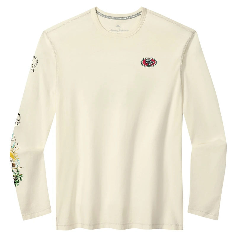 T-shirt à manches longues Tommy Bahama crème Oasis Endzone Lux des San Francisco 49ers pour homme