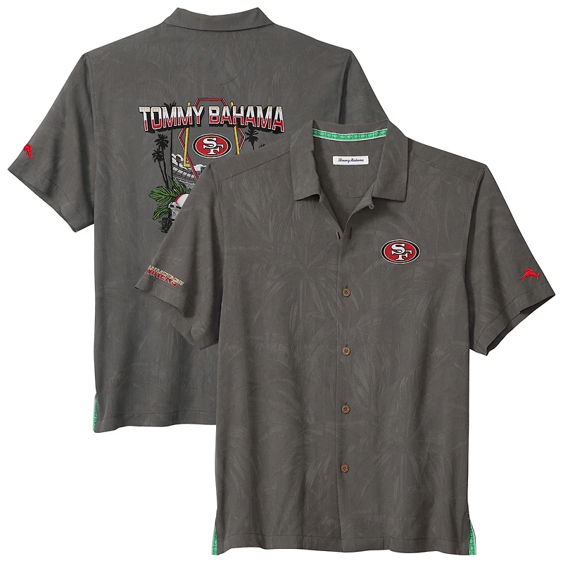 Men's Tommy Bahama  Gray San Francisco 49ers Endzone Paradise COOLMAX Button-Up Shirt