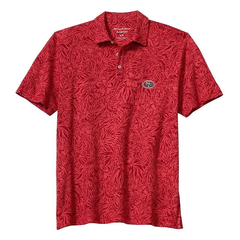 Men's Tommy Bahama Scarlet San Francisco 49ers IslandZone Wild Hibiscus Tri-Blend Polo