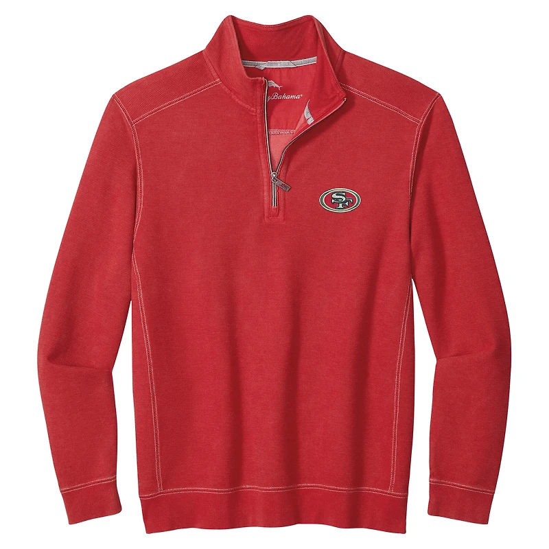 Men's Tommy Bahama  Scarlet San Francisco 49ers Sport Tobago Half-Zip Pullover