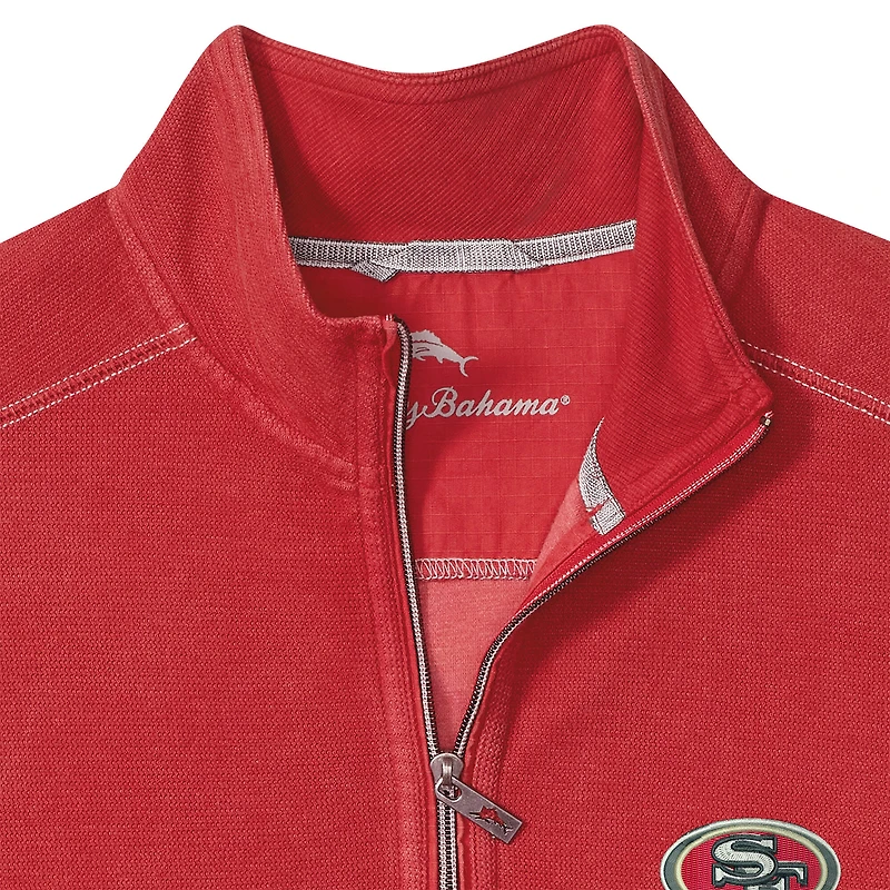 Men's Tommy Bahama  Scarlet San Francisco 49ers Sport Tobago Half-Zip Pullover
