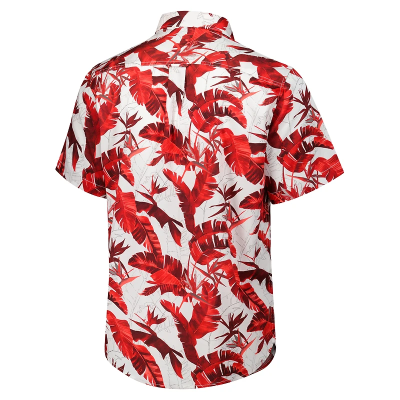 Chemise boutonnée Tommy Bahama Scarlet pour homme des San Francisco 49ers Sunnyvale Blooms Camp
