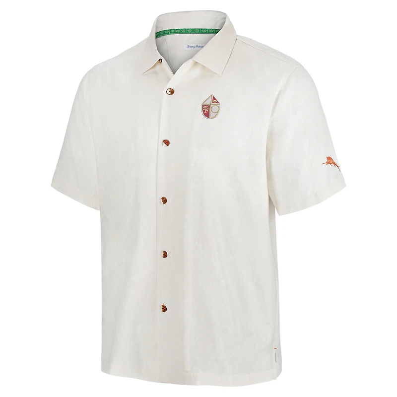 Men's Tommy Bahama White San Francisco 49ers Coconut Matchup Camp Throwback Button-Up Shirt