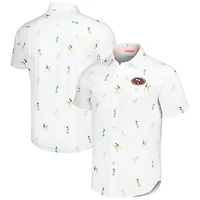 Chemise boutonnée Tommy Bahama blanche San Francisco 49ers Nova Wave Flocktail pour hommes