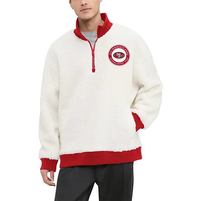 Sweat-shirt crème Tommy Hilfiger San Francisco 49ers Jordan Sherpa à quart de zip pour hommes