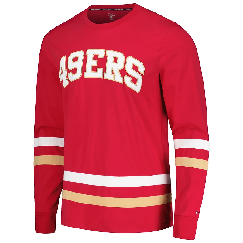 T-shirt à manches longues Tommy Hilfiger rouge/or San Francisco 49ers Nolan pour hommes