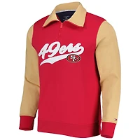 Men's Tommy Hilfiger Scarlet/Gold San Francisco 49ers Aiden Quarter-Zip Sweatshirt