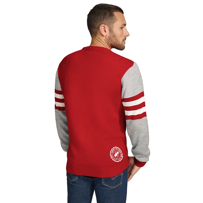Men's Tommy Hilfiger Scarlet/Heather Gray San Francisco 49ers Acrylic Crewneck Pullover Sweater