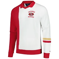 Men's Tommy Hilfiger Scarlet/White San Francisco 49ers Spencer Color Block Polo Raglan Pullover Sweatshirt