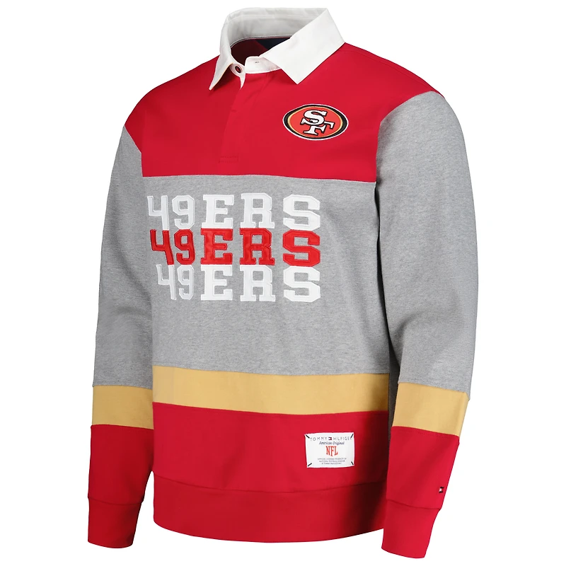 Polo surdimensionné à manches longues de rugby Tommy Hilfiger pour hommes des San Francisco 49ers Connor rouge