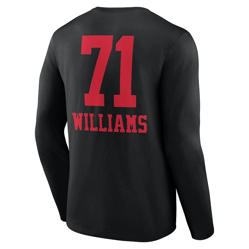 T-shirt à manches longues noir Trent Williams pour homme, avec nom et numéro de l'équipe des 49ers San Francisco