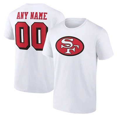 T-shirt blanc authentique classique pour homme des 49ers de San Francisco, personnalisé avec nom et numéro.