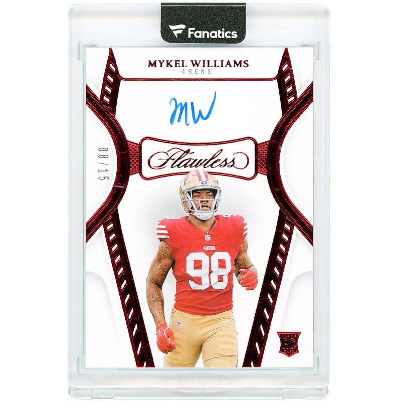 Mykel Williams San Francisco 49ers Autographed 2025 Panini Flawless Ruby Rookie Debut #RDS-MWS #8/15 Rookie Card