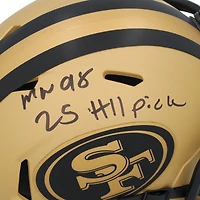Casque Riddell Rave Speed ​​Mini autographié par Mykel Williams des San Francisco 49ers avec inscription « 2025 # 11 Pick »