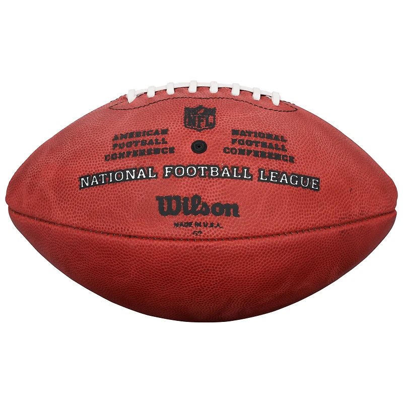 Ballon de football américain Wilson Duke en couleur, autographié par Mykel Williams (49ers de San Francisco), avec inscription « Choix n° 11 de la saison 2025 ».