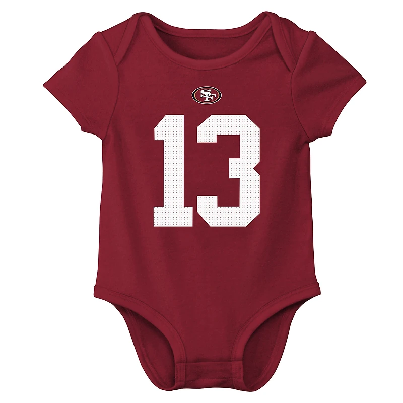 Body Nike pour nouveau-né et bébé avec nom numéro de joueur des 49ers San Francisco, Brock Purdy Scarlet