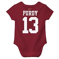 Body Nike pour nouveau-né et bébé avec nom numéro de joueur des 49ers San Francisco, Brock Purdy Scarlet