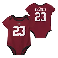Ensemble de 3 bodies Nike Christian McCaffrey San Francisco 49ers avec nom et numéro pour nouveau-né bébé