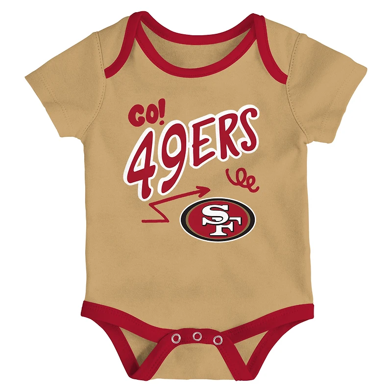 Newborn Outerstuff San Francisco 49ers All Day Play Three-Piece Bodysuit Set