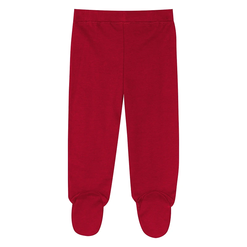 Newborn Outerstuff Scarlet San Francisco 49ers Little Champ Three-Piece Long Sleeve Bodysuit, Pants and Cuffed Hat Set