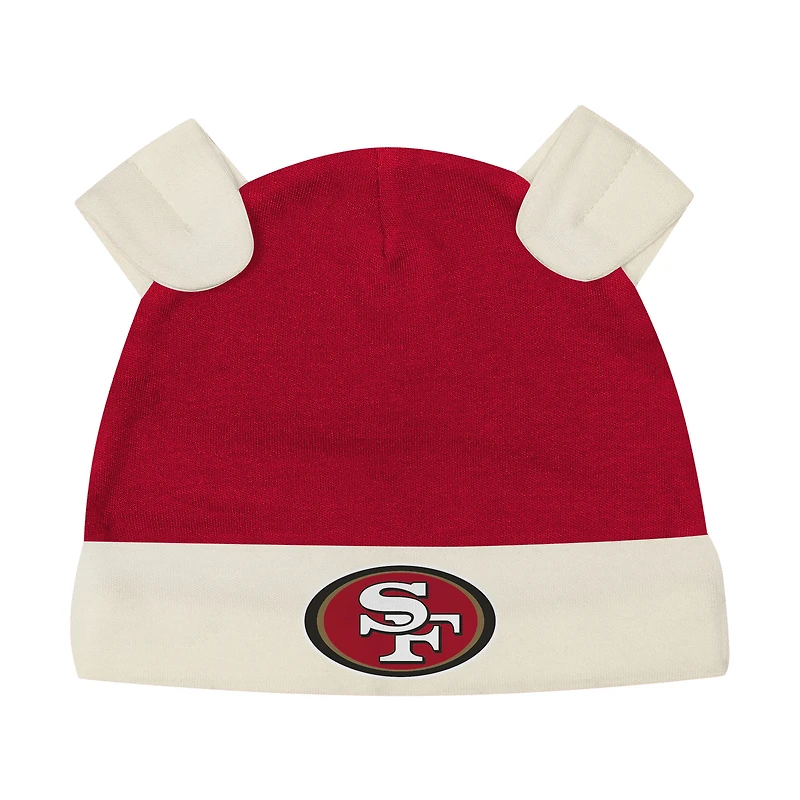 Newborn Outerstuff Scarlet San Francisco 49ers Little Champ Three-Piece Long Sleeve Bodysuit, Pants and Cuffed Hat Set