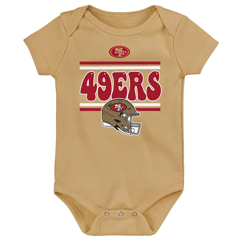 Newborn Scarlet San Francisco 49ers  Sunday Comics 3-Pack Bodysuit Set