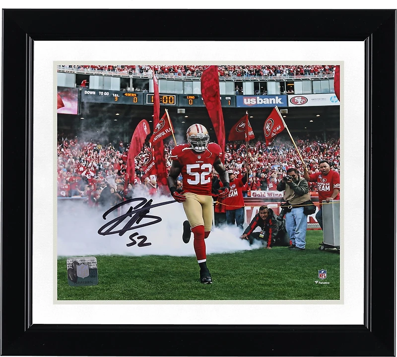 Patrick Willis San Francisco 49ers Autographed 8" x 10" Running Out of Tunnel with Smoke Photograph