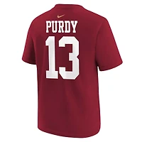 T-shirt avec nom et numéro de joueur Nike Brock Purdy Scarlet pour enfants d'âge préscolaire des San Francisco 49ers