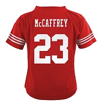 Maillot de jeu joueur Nike Christian McCaffrey Scarlet San Francisco 49ers pour enfant d'âge préscolaire