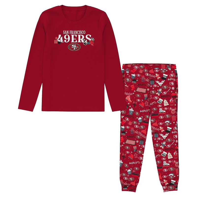 Ensemble de nuit Noël Outerstuff Scarlet San Francisco 49ers Chestnut pour enfants d'âge préscolaire
