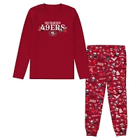 Ensemble de nuit Noël Outerstuff Scarlet San Francisco 49ers Chestnut pour enfants d'âge préscolaire