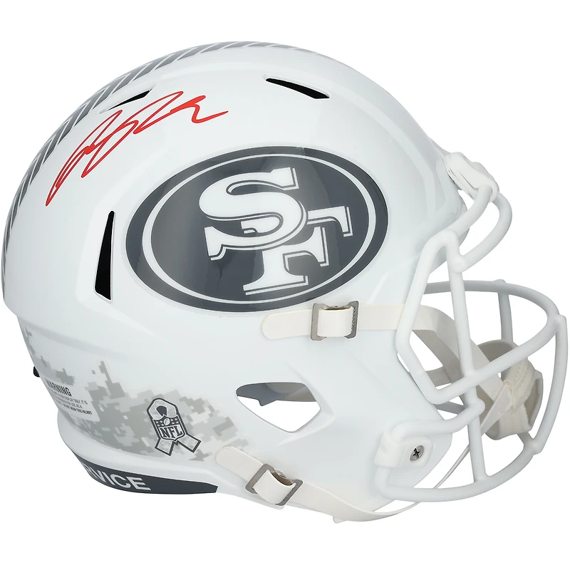 Casque Riddell 2024 Salute To Service Speed ​​autographié par Ricky Pearsall des San Francisco 49ers