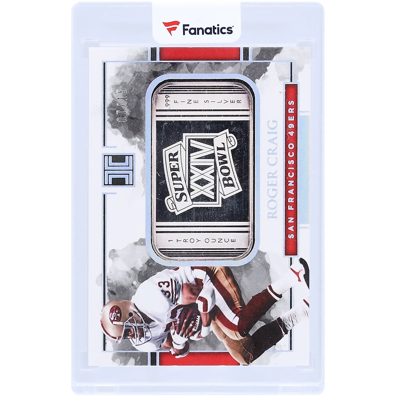 Roger Craig San Francisco 49ers 2018 Panini Impeccable Super Bowl Silver Bar #SB-4 #7/15 Card