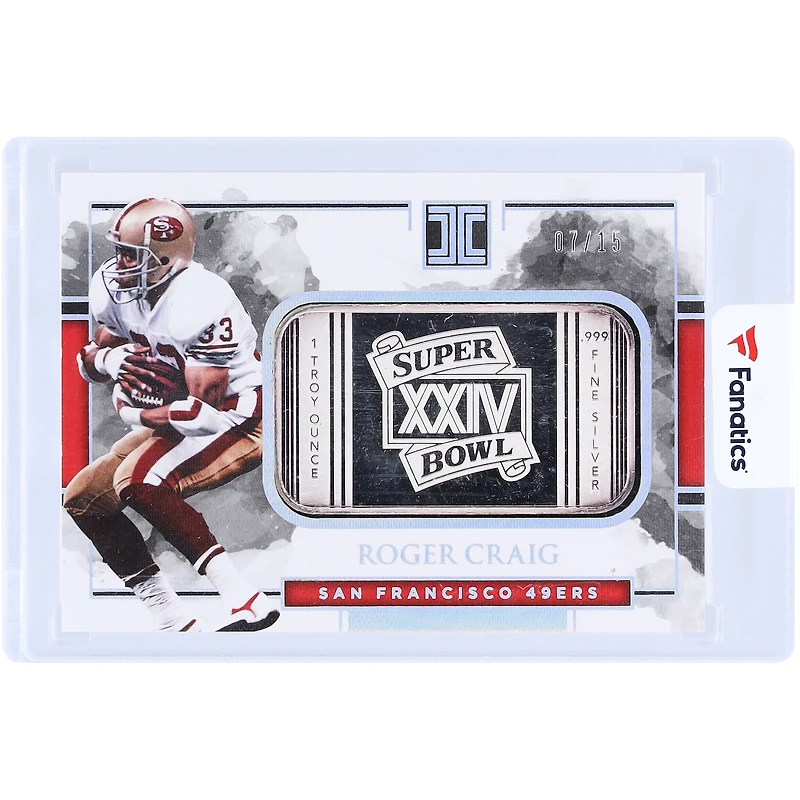 Roger Craig San Francisco 49ers 2018 Panini Impeccable Super Bowl Silver Bar #SB-4 #7/15 Card