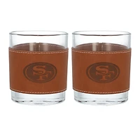 San Francisco 49ers 2-Pack 12oz Rocks Glass with Leather Wrap