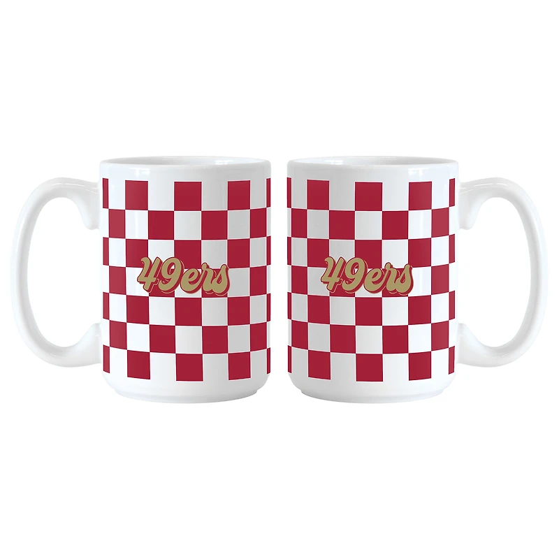 Lot de 2 tasses à logo à carreaux de 15 oz des 49ers de San Francisco