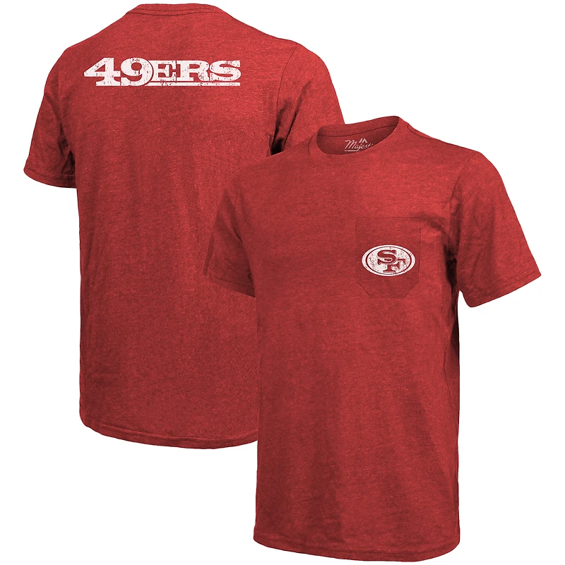 T-shirt à poche Tri-Blend Majestic Threads des 49ers de San Francisco - Écarlate