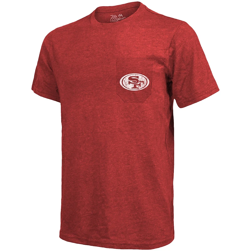 T-shirt à poche Tri-Blend Majestic Threads des 49ers de San Francisco - Écarlate
