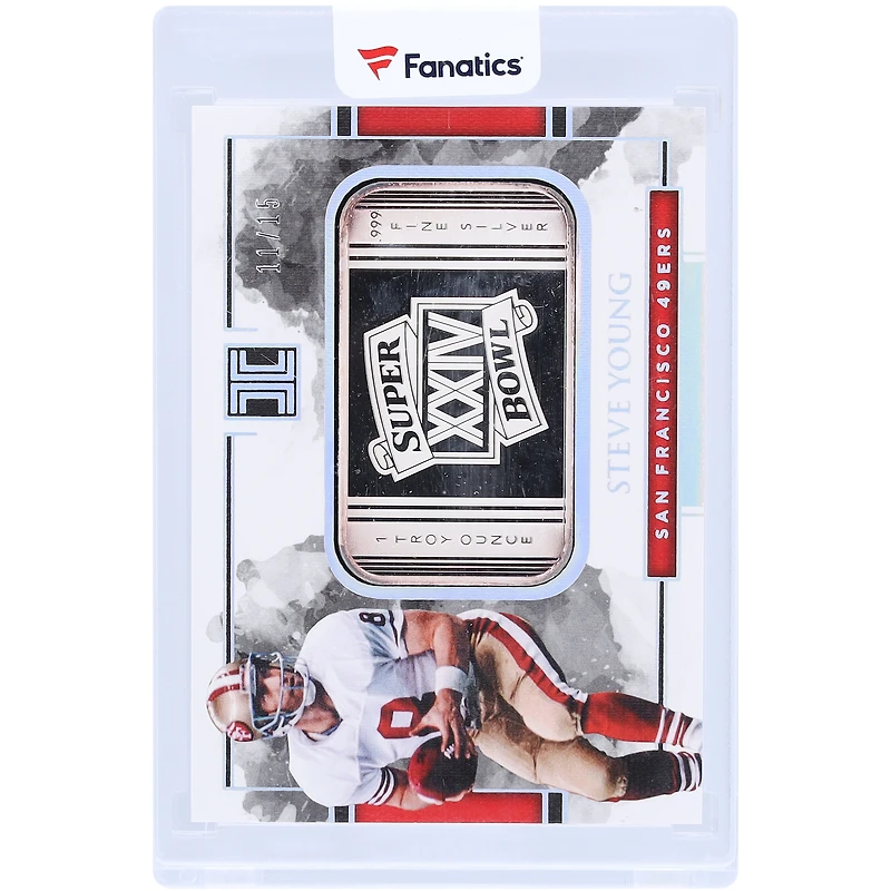 Steve Young San Francisco 49ers 2018 Panini Impeccable Super Bowl Silver Bar #SB-5 #11/15 Card