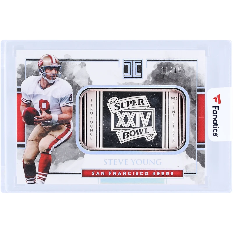 Steve Young San Francisco 49ers 2018 Panini Impeccable Super Bowl Silver Bar #SB-5 #11/15 Card