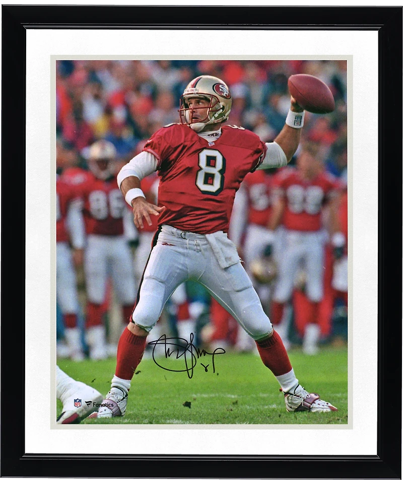 Steve Young San Francisco 49ers Autographed 16" x 20" Scarlet Jersey Passing Photograph