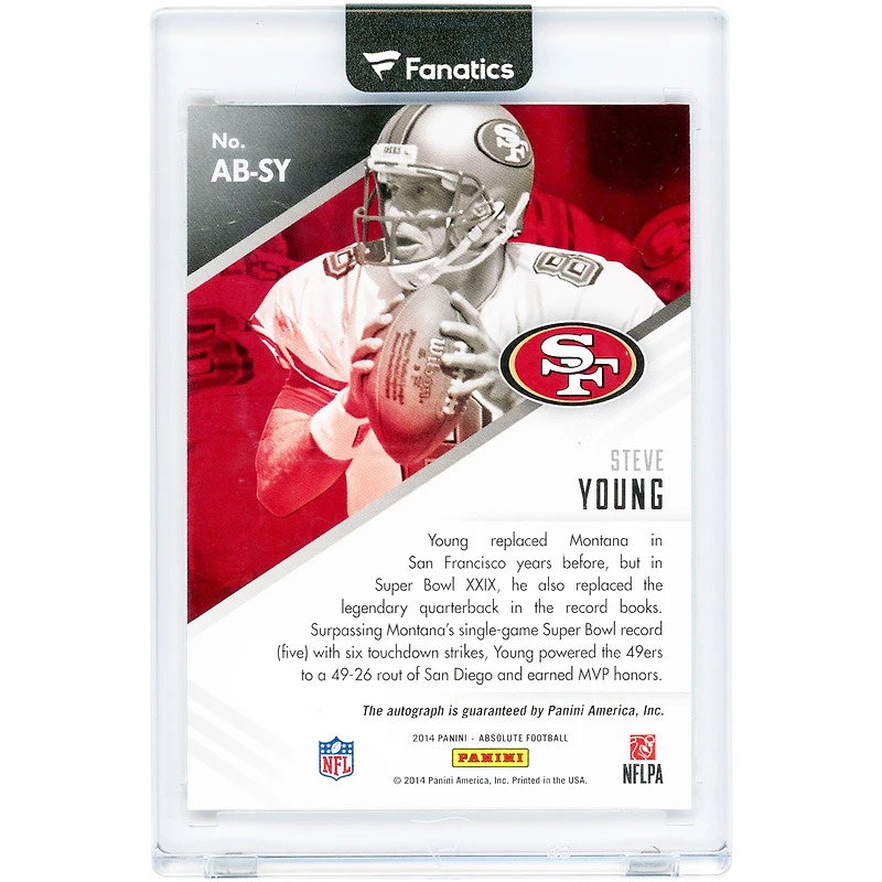 Steve Young San Francisco 49ers Autographed 2014 Panini Absolute Absolute Ink #AB-SY Card