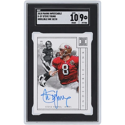 Steve Young San Francisco 49ers Autographed 2018 Panini Impeccable Indelible Ink #II-SY #10/10 SGC Authenticated 9/10 Card