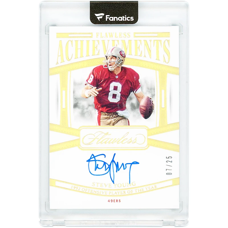 Steve Young San Francisco 49ers Autographed 2024 Panini Flawless Achievements #FA-SYN #7/25 Card