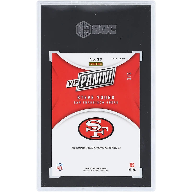 Steve Young San Francisco 49ers Autographed 2025 Panini The National VIP Wave Prizm #37 #3/5 SGC Authenticated 9.5/10 Card