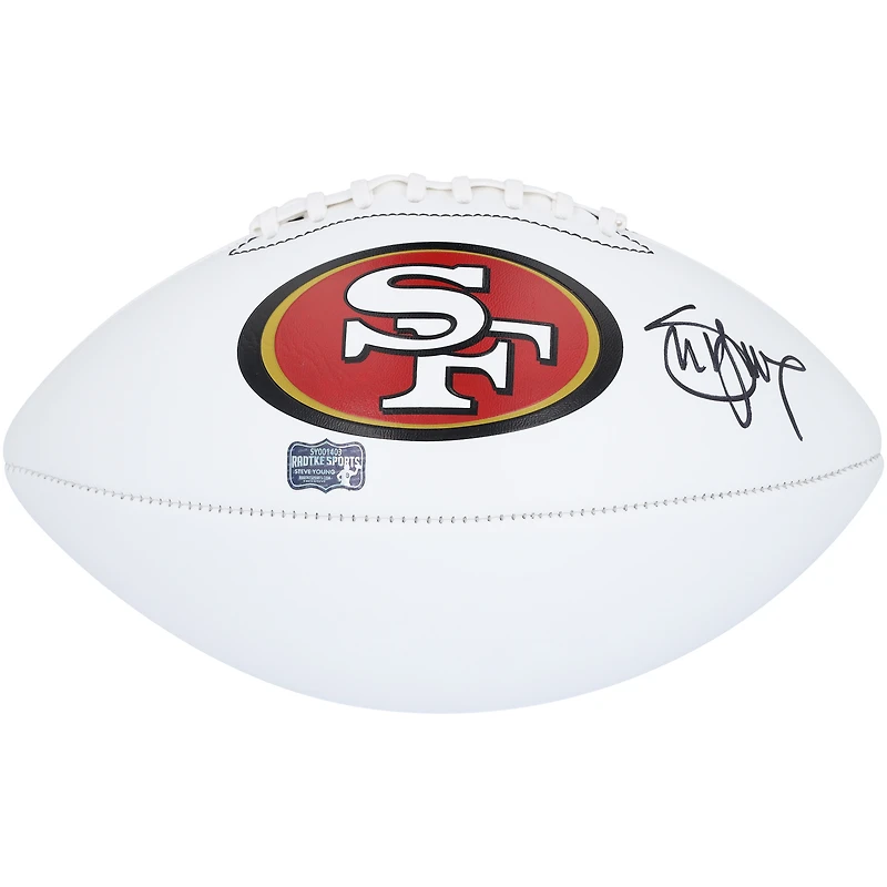 Ballon de football blanc Franklin autographié par Steve Young des 49ers de San Francisco